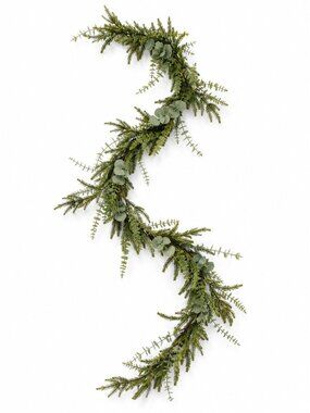 Norfolk Pine Garland, Eucalyptus Garland, Faux Christmas Garland, Mantel Garland